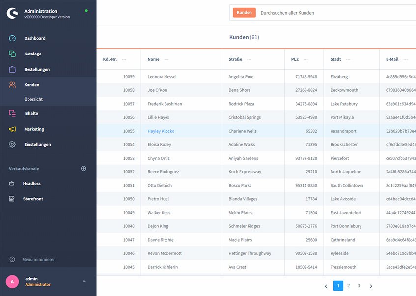 Shopware 6 Administraionsoberfläche Backend